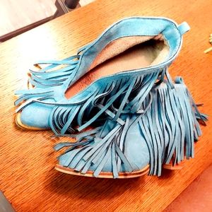 Fringe ankle booties